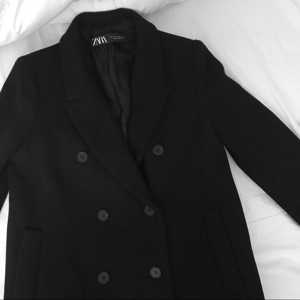 SOLD | Zara black wool double breasted pea coat - Picture 8 of 10